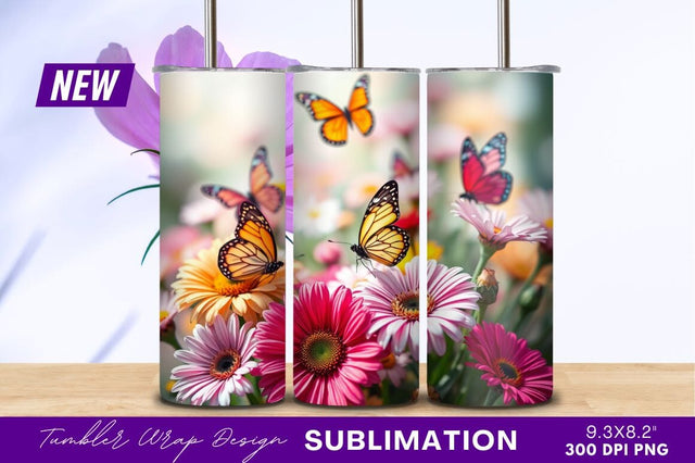 Butterflies On Colorful Daisies Spring Meadow Sublimation Regulrcrative 