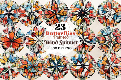 Butterflies Painted Wind Spinner Sublimation Designs Bundle Sublimation Regulrcrative 
