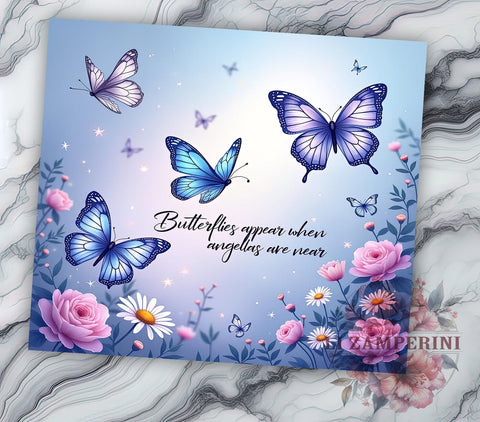 Butterflies Tumbler, Angel Decor, Inspirational Drinkware, Memorial Gift, Sublimation Design, Nature Lover Mug, Spiritual Gifts Sublimation Li Zamperini 