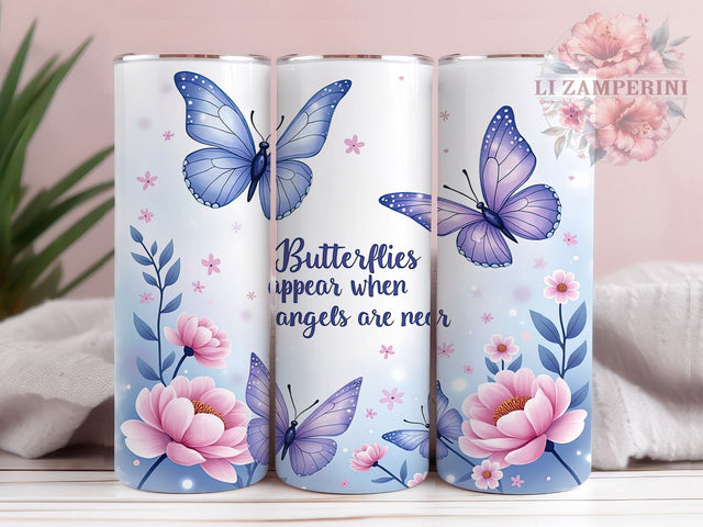 Butterflies Tumbler, Angel Decor, Inspirational Drinkware, Memorial Gift, Sublimation Design, Nature Lover Mug, Spiritual Gifts Sublimation Li Zamperini 