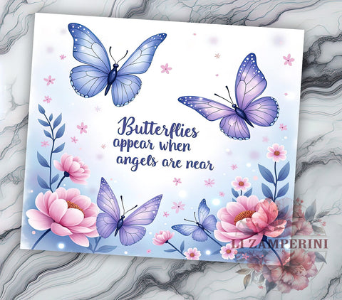 Butterflies Tumbler, Angel Decor, Inspirational Drinkware, Memorial Gift, Sublimation Design, Nature Lover Mug, Spiritual Gifts Sublimation Li Zamperini 