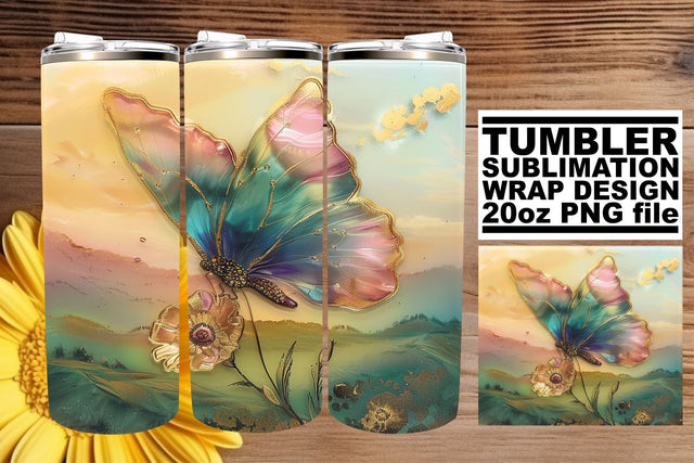 Butterfly 3D Wrap Tumbler Design Sublimation afrosvg 