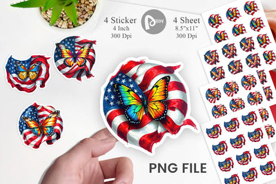 Butterfly 4th of July Sticker Sublimation artnoy 