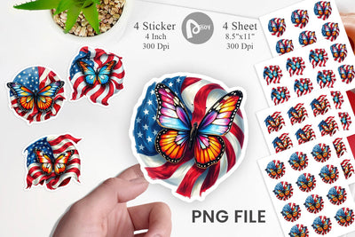 Butterfly 4th of July Sticker Sublimation artnoy 