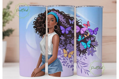 Butterfly Afro Girl 20oz Tumbler Wrap Sublimation PixelChick 