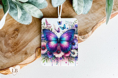 Butterfly Air Freshener, Floral Car Freshie Sublimation Sublimation BijouBay 