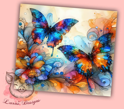 Butterfly Alcohol Ink 20oz Tumbler Png, Straight & Tapered Tumbler Png, Butterfly Tumbler Png, Digital Download PNG Sublimation Lara' s Designs 