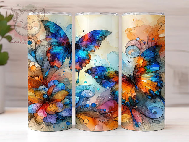 Butterfly Alcohol Ink 20oz Tumbler Png, Straight & Tapered Tumbler Png, Butterfly Tumbler Png, Digital Download PNG Sublimation Lara' s Designs 