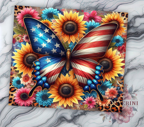Butterfly American Flag 20oz Tumbler Wrap PNG, 4th of July Tumbler Png, Straight & Tapered Tumbler Wrap, Instant Digital Download Sublimation Li Zamperini 