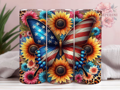 Butterfly American Flag 20oz Tumbler Wrap PNG, 4th of July Tumbler Png, Straight & Tapered Tumbler Wrap, Instant Digital Download Sublimation Li Zamperini 