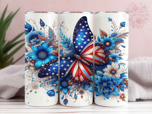 Butterfly American Flag 20oz Tumbler Wrap PNG, 4th of July Tumbler Png, Straight & Tapered Tumbler Wrap, Instant Digital Download Sublimation Li Zamperini 