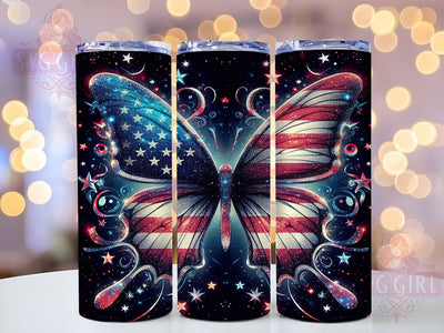 Butterfly American Flag 20oz Tumbler Wrap Sublimation Design, Straight Tapered Tumbler Wrap, 4th of July Tumbler Png, Instant Digital Download Sublimation SvggirlplusArt 