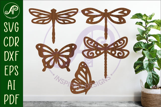 Butterfly and Dragonfly silhouettes laser cut out 1 SVG APInspireddesigns 