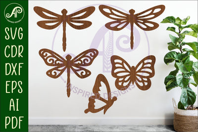 Butterfly and Dragonfly silhouettes laser cut out 3 SVG APInspireddesigns 