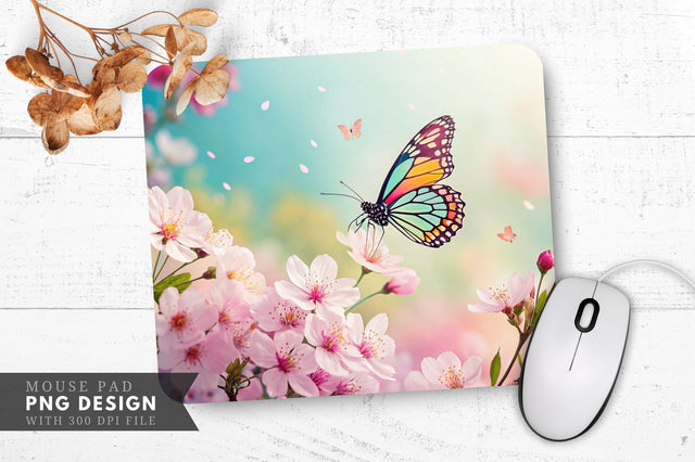 Butterfly And Floral Desktop Wallpaper Mouse Pad Design Sublimation Regulrcrative 