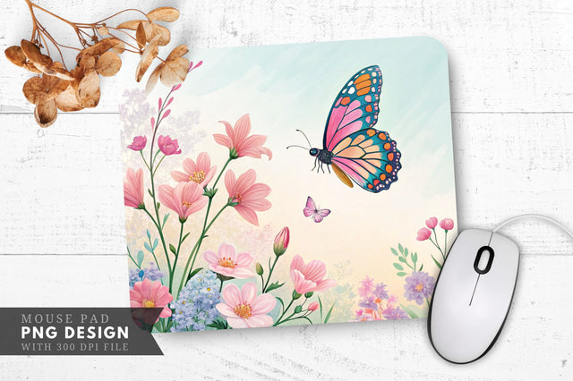 Butterfly And Floral Desktop Wallpaper Mouse Pad Design Sublimation Regulrcrative 