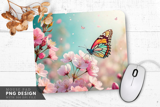 Butterfly And Floral Desktop Wallpaper Mouse Pad Design Sublimation Regulrcrative 