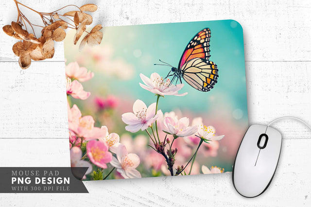 Butterfly And Floral Desktop Wallpaper Mouse Pad Design Sublimation Regulrcrative 