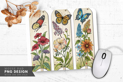 Butterfly And Floral Garden Stakes Mouse Pad Design Sublimation Regulrcrative 
