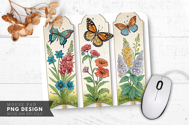 Butterfly And Floral Garden Stakes Mouse Pad Design Sublimation Regulrcrative 