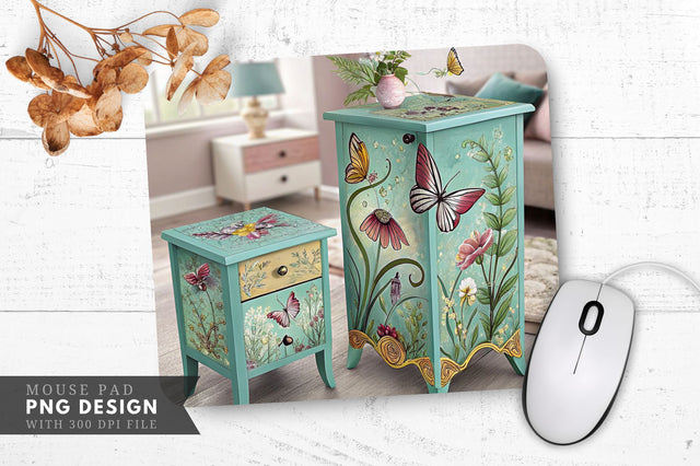 Butterfly And Floral Hand-Painted Furniture Mouse Pad Sublimation Regulrcrative 
