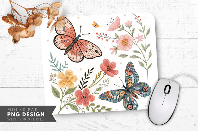 Butterfly And Floral Temporary Tattoo Set Mouse Pad Design Sublimation Regulrcrative 