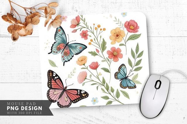 Butterfly And Floral Temporary Tattoo Set Mouse Pad Design Sublimation Regulrcrative 