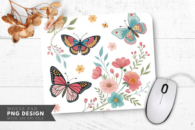Butterfly And Floral Temporary Tattoo Set Mouse Pad Design Sublimation Regulrcrative 
