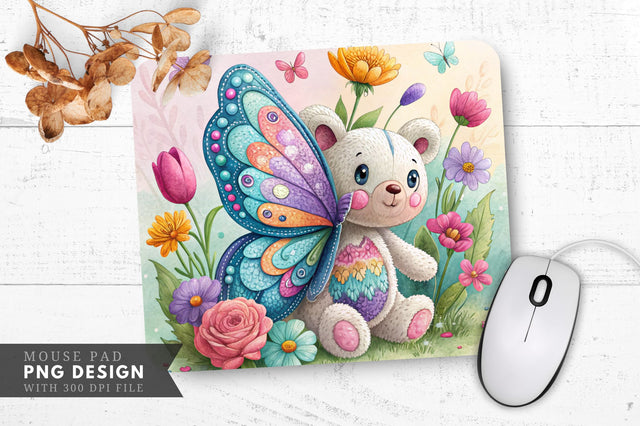 Butterfly And Floral Themed Mouse Pad Design Sublimation Regulrcrative 