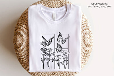 Butterfly and flowers Svg, Butterflies Svg, Flowers Svg, Wildflowers Svg SVG Artinrhythm shop 