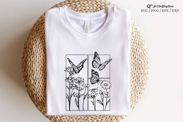 Butterfly and flowers Svg, Butterflies Svg, Flowers Svg, Wildflowers Svg SVG Artinrhythm shop 