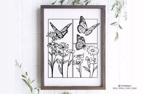 Butterfly and flowers Svg, Butterflies Svg, Flowers Svg, Wildflowers Svg SVG Artinrhythm shop 