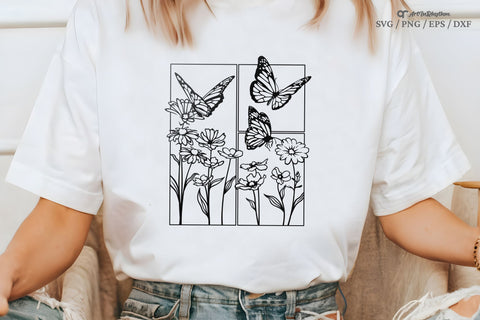Butterfly and flowers Svg, Butterflies Svg, Flowers Svg, Wildflowers Svg SVG Artinrhythm shop 