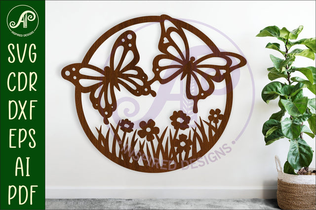 Butterfly and flowers wall sign, SVG file. vector sign SVG APInspireddesigns 