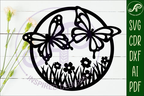 Butterfly and flowers wall sign, SVG file. vector sign SVG APInspireddesigns 
