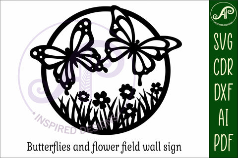 Butterfly and flowers wall sign, SVG file. vector sign SVG APInspireddesigns 
