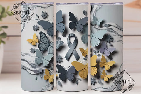 Butterfly Awareness 20oz Tumbler Wrap Sublimation sassyprint 