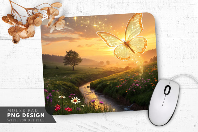 Butterfly Bliss at Sunset Mouse Pad Design Sublimation Regulrcrative 