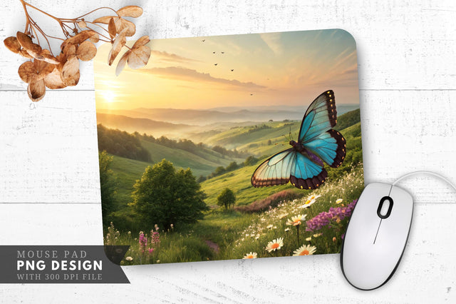 Butterfly Bliss at Sunset Mouse Pad Sublimation Regulrcrative 