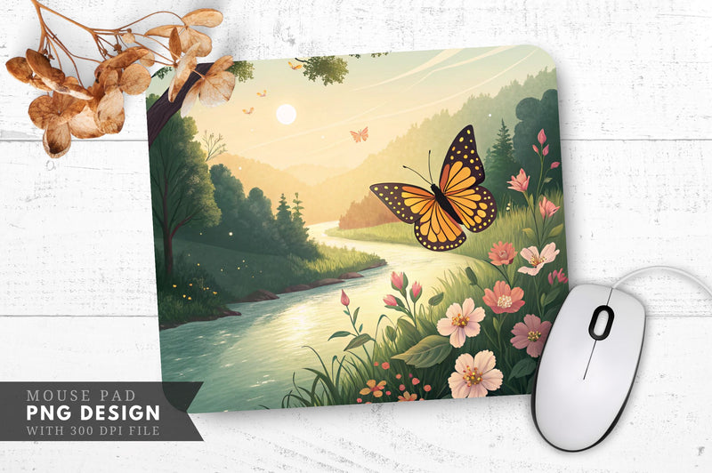 Butterfly Bliss in Nature's Embrace Mouse Pad Design Sublimation Regulrcrative 
