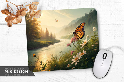 Butterfly Bliss in Nature's Embrace Mouse Pad Sublimation Regulrcrative 