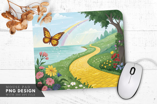 Butterfly Bliss on a Golden Path Mouse Pad Design Sublimation Regulrcrative 