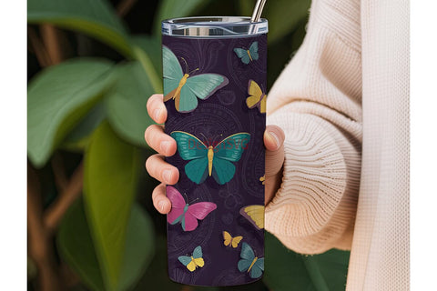 Butterfly Bloom 20oz Tumbler Wrap Sublimation DesignSVG 
