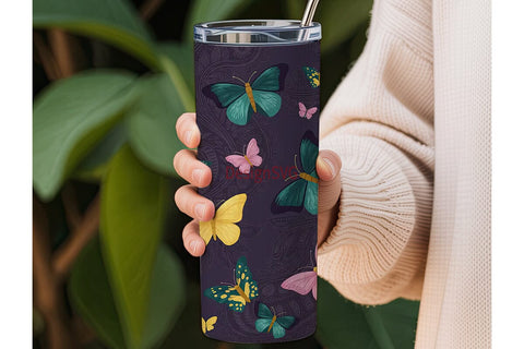 Butterfly Bloom 20oz Tumbler Wrap Sublimation DesignSVG 