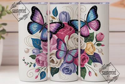 Butterfly Bloom 20oz Tumbler Wrap Sublimation sassyprint 