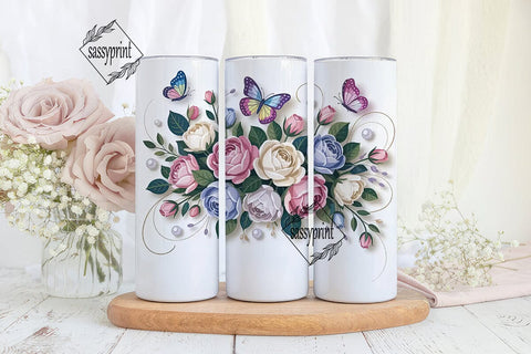Butterfly Bloom 20oz Tumbler Wrap Sublimation sassyprint 