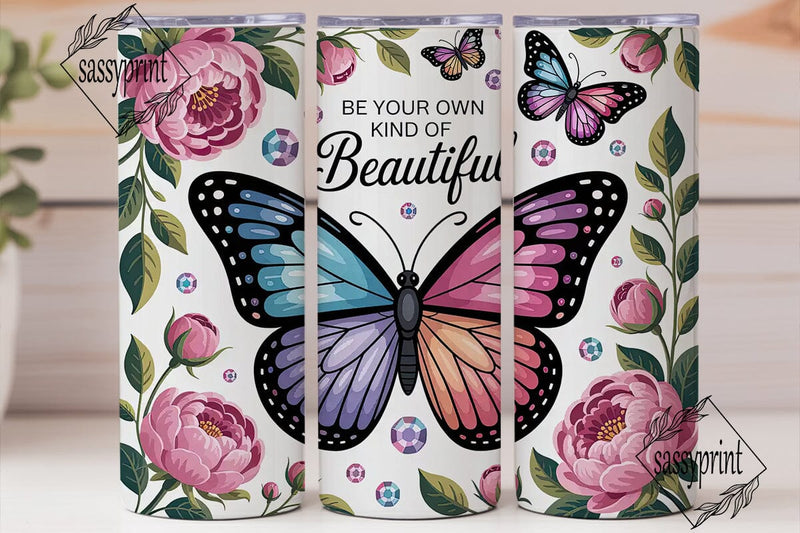 Butterfly Bloom 20oz Tumbler Wrap Sublimation sassyprint 