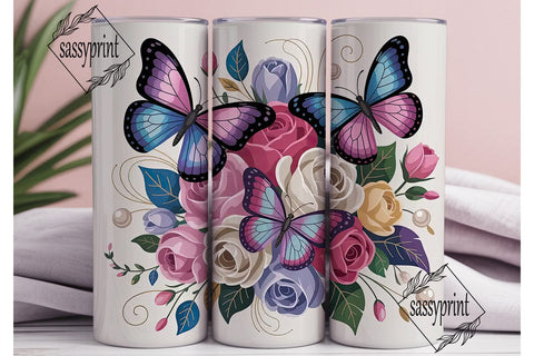 Butterfly Bloom 20oz Tumbler Wrap Sublimation sassyprint 