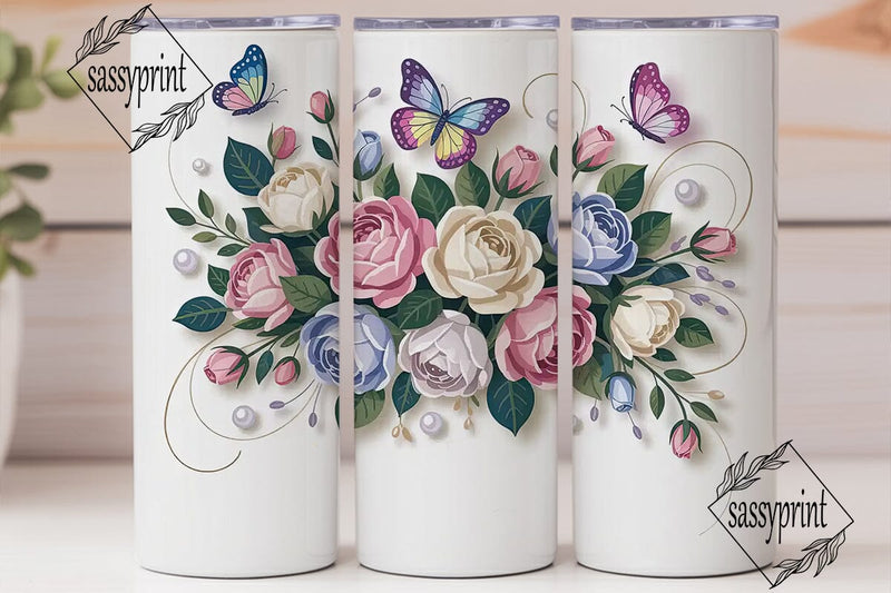 Butterfly Bloom 20oz Tumbler Wrap Sublimation sassyprint 