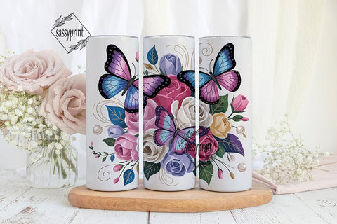 Butterfly Bloom 20oz Tumbler Wrap Sublimation sassyprint 